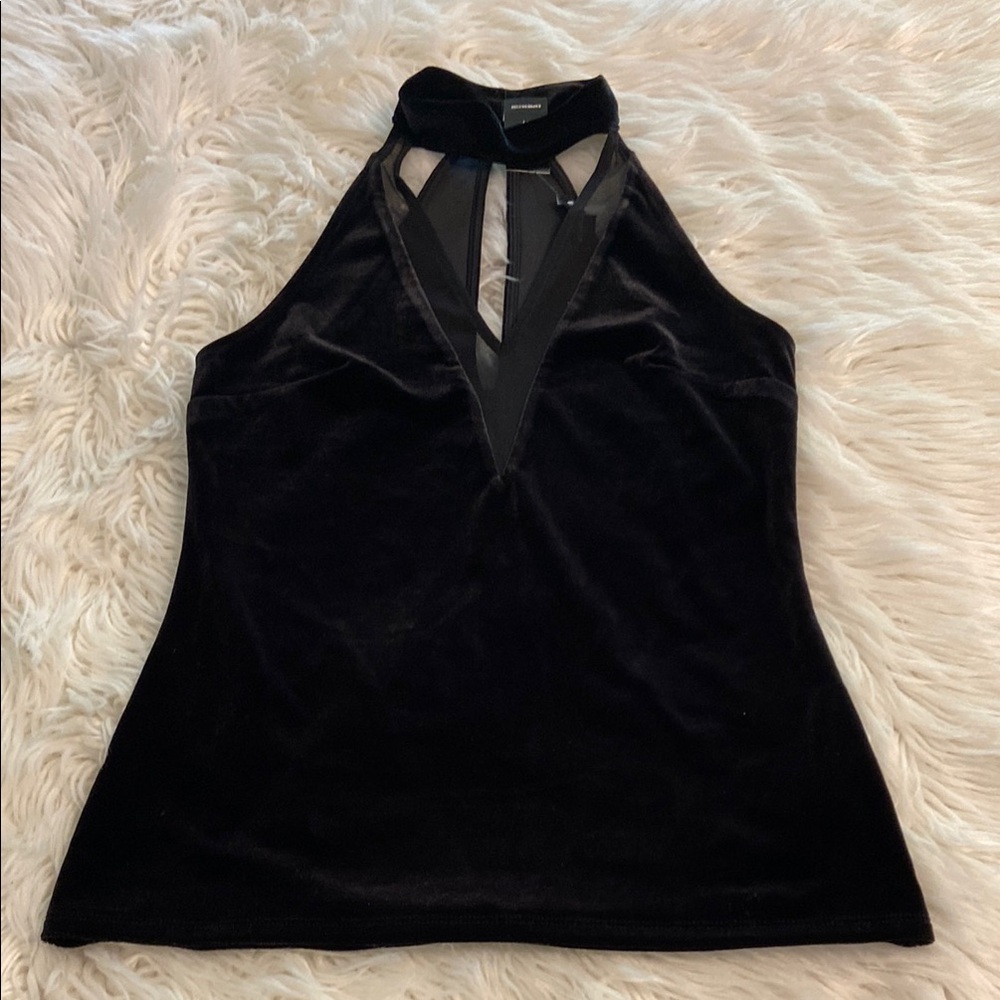 EXPRESS Elegant Black Velvet Halter Top size S length 24” bust 30” brand new